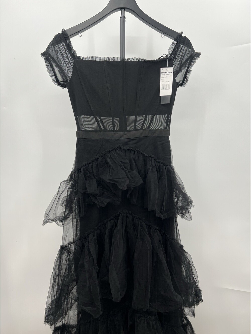NWT  Betsy & Adam Tulle Tiered Corset Off-shoulder Gown 2